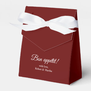 Elegant Dark Red Bon Appetit Personalized Favor Box
