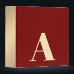 Elegant Dark Red Faux Gold Bold Monogram Binder<br><div class="desc">Elegant customizable binders. Personalize with you monogram.
Design with dark red/faux gold background and bold faux gold monogram.</div>