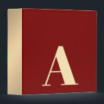 Elegant Dark Red Faux Gold Bold Monogram Binder<br><div class="desc">Elegant customizable binders. Personalize with you monogram.
Design with dark red/faux gold background and bold faux gold monogram.</div>