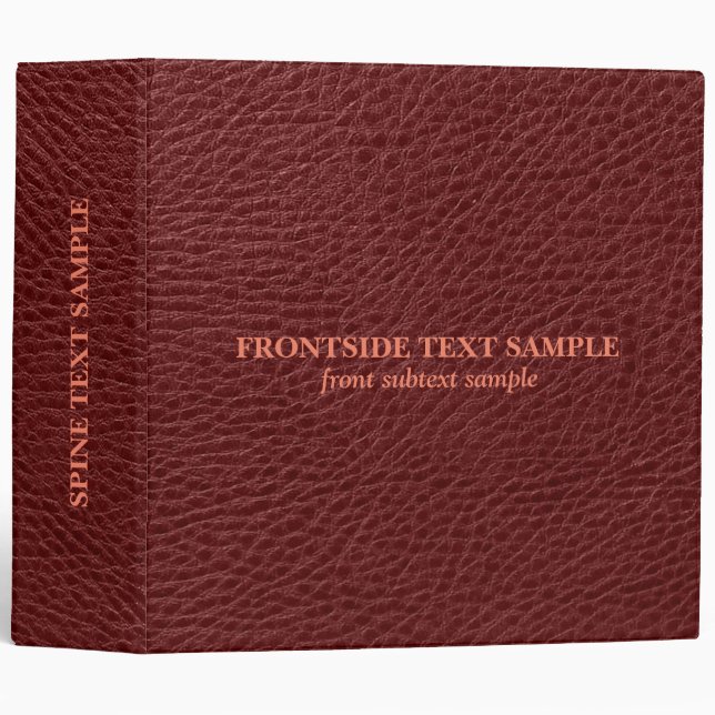 Elegant Dark Red Faux Leather Print Binder (Front/Spine)
