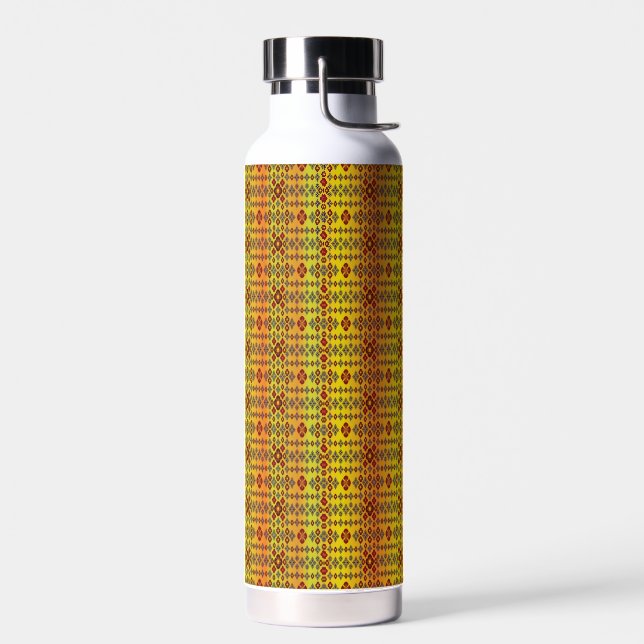 Elegant Dark Red Geometric Pattern Stainless Steel Water Bottle (Left)
