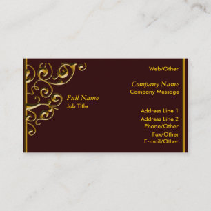 Elegant Dark Red,Gold Swirl Business Card Template