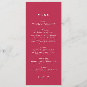 Elegant Dark Red Magenta Classic Wedding Menu
