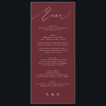 Elegant Dark Red Plum Burgundy Calligraphy Wedding Menu<br><div class="desc">part of a collection
*not real foil</div>