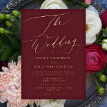 Elegant Dark Red Plum Burgundy Gold The Wedding<br><div class="desc">*REAL FOIL* ***this design is part of a matching collection*** _______________________ this design template is fully editable / customizable by you the customer - click personalize further button if you wish to move, add, delete, or make significant changes to the design _______________________ *if you have any DESIGN questions or need...</div>
