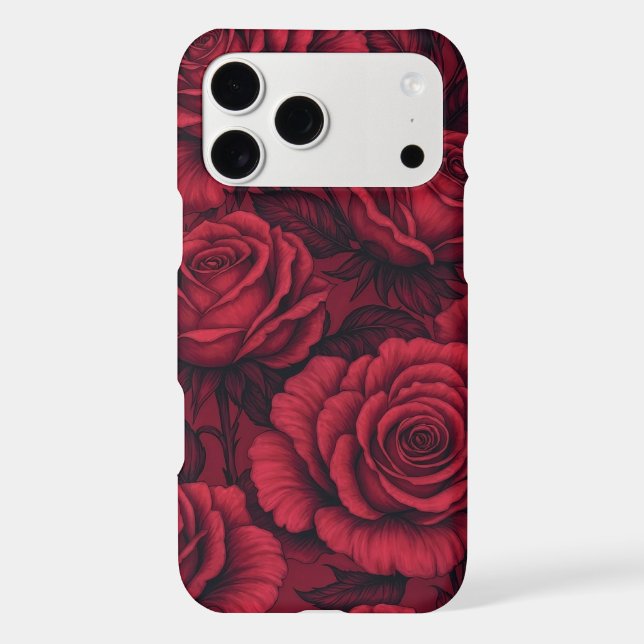 Elegant Dark Red Roses Gothic Floral iPhone case (Back)