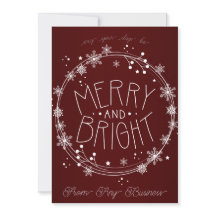 Elegant Dark Red Snowflake Business Holiday Card