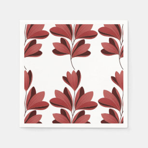Elegant Dark Red Stylized Floral Branch Napkin