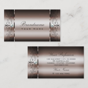 Elegant Dark Rose Gold Squiggled Jewels Ornamental Business Card