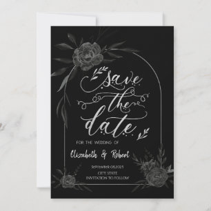 Elegant Dark Roses Black Gothic Save The Date