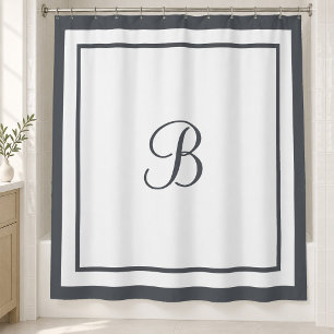 Elegant Dark Slate Border Script Monogram
