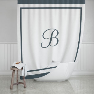 Elegant Dark Slate Border Script Monogram