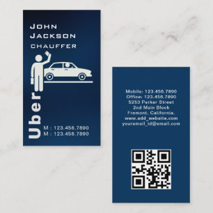 Elegant Dark Taxi Driver/Chauffeur QR Code Business Card
