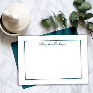 Elegant Dark Teal and White Personalized Card