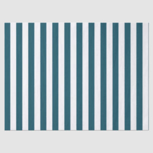 Elegant Dark Teal and White Striped Pattern Tissue Paper