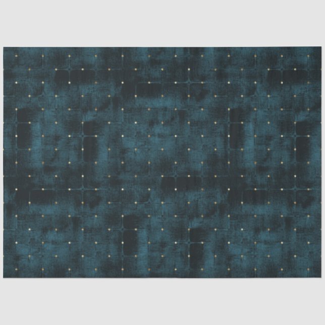 Elegant Dark Teal Velvet Gold Dots Luxury Tissue Paper (Front)