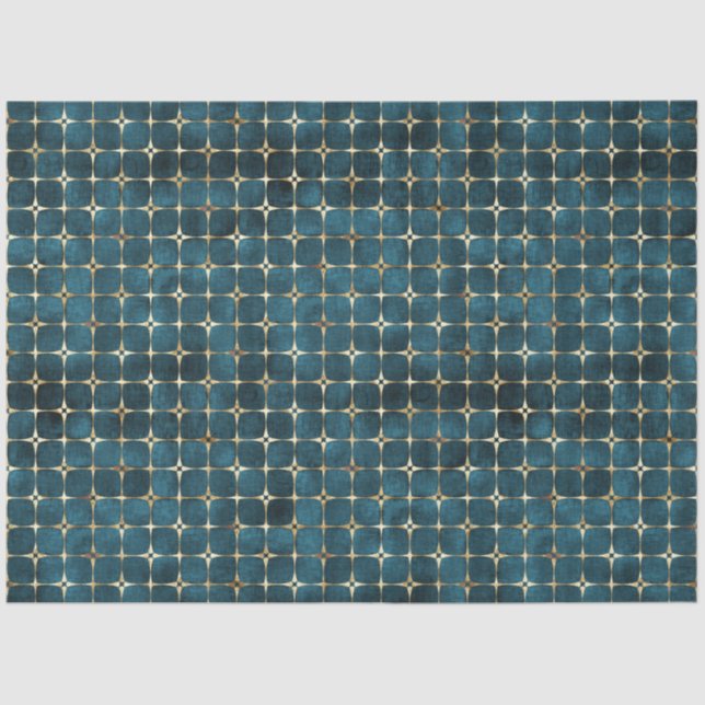 Elegant Dark Teal Velvet Gold Plaid Luxury Tissue Paper (Front)