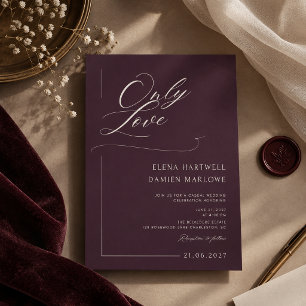 Elegant Dark Velvet Only Love Wedding Invitation