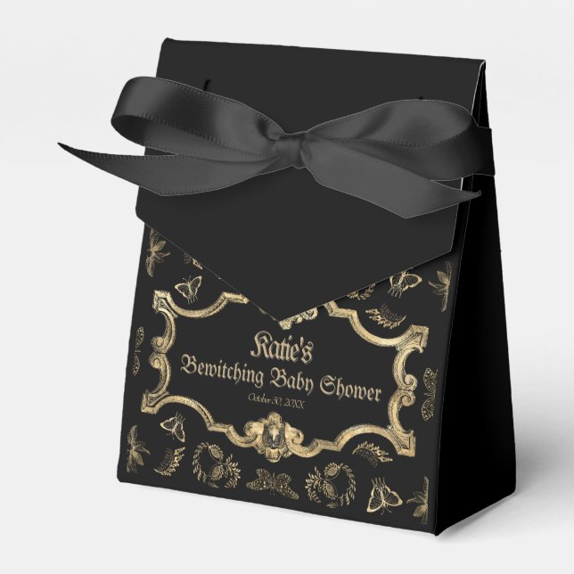Elegant Dark Victorian Gothic Baby Shower Favor Box (Front Side)