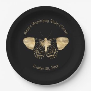 Elegant Dark Victorian Gothic Baby Shower Paper Plate