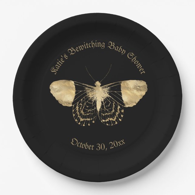 Elegant Dark Victorian Gothic Baby Shower  Paper Plate (Front)