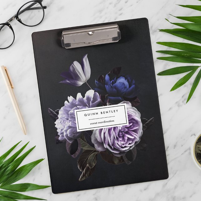 Elegant Dark Violet Floral Bouquet Personalized Clipboard (Creator Uploaded)
