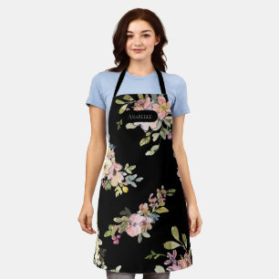 Elegant Dark Watercolor Floral Custom Apron
