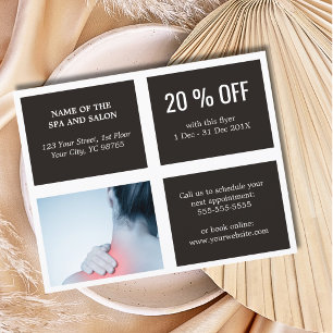 Elegant Dark White Blue Photo Massage Therapist Flyer