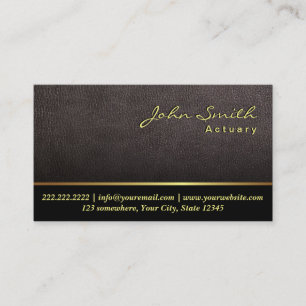 Elegant Darker Leather Texture Actuary Business Card