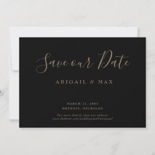 Elegant Day Black Gold Text Glam Save Our Date Save The Date