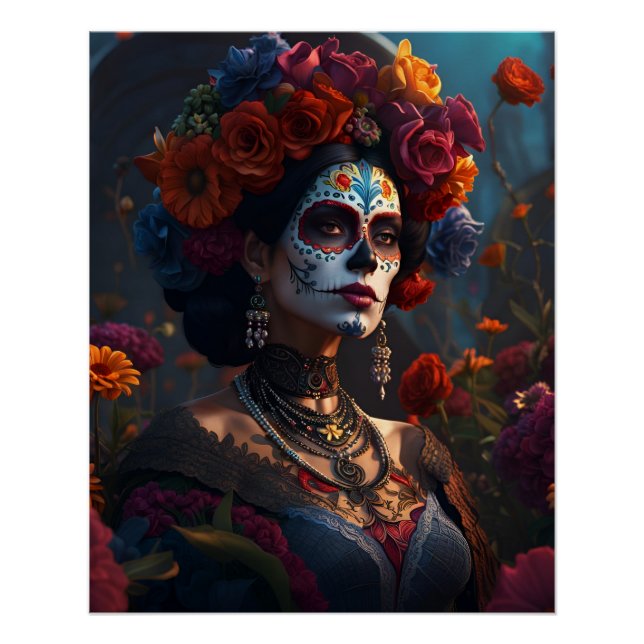 Elegant Day of Dead Vibrant Poster (Devant)