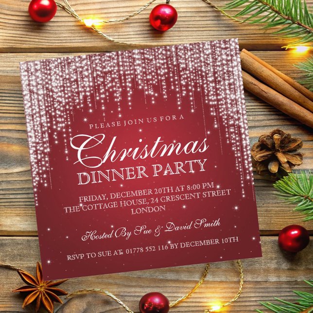 Elegant Dazzle Christmas Holiday Party Red Invitation (Elegant Dazzle Christmas Holiday Party Red Invitation)