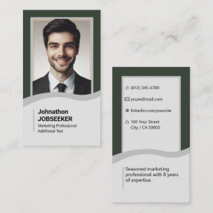 Elegant Decent Job Seeker Minimal Plain Green Business Card
