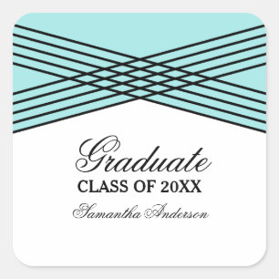 Elegant Deco Aqua Graduation Stickers