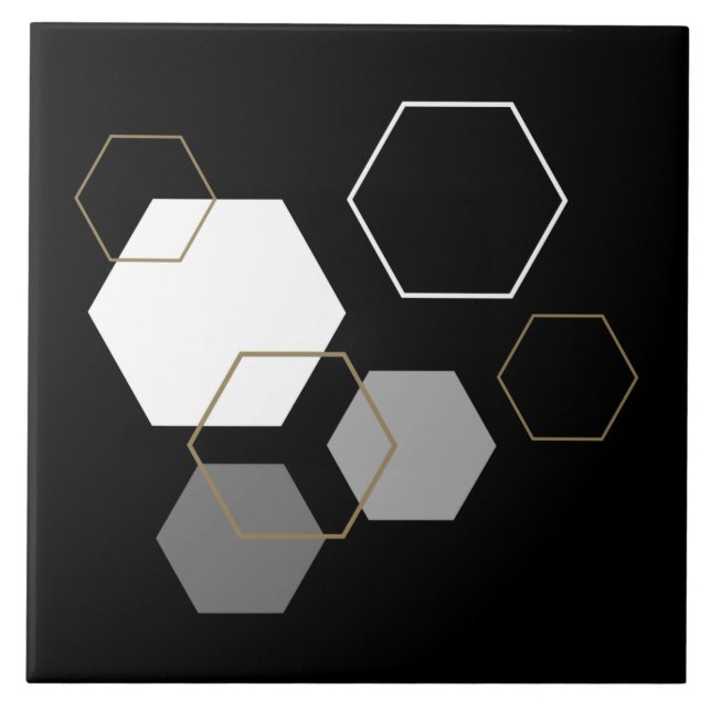 Elegant deco art modern classic geometric black tile (Front)
