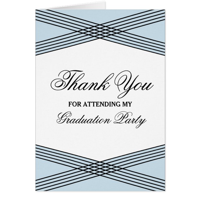 Elegant Deco Blue Graduation Thank You (Front)