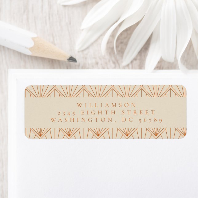 Elegant Deco Burnt Orange Wedding Return Address (Insitu)