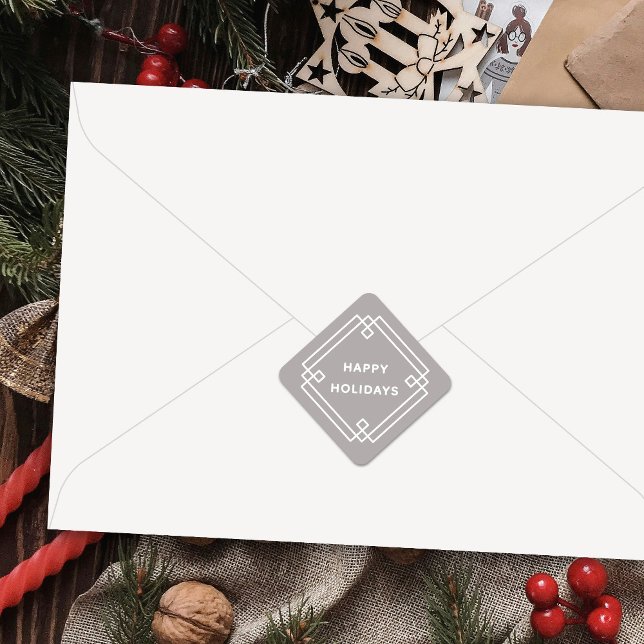 Elegant Deco Frame Happy Holidays Diagonal Sticker (Creator Uploaded)