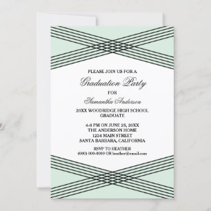 Elegant Deco Green Graduation Party Invite