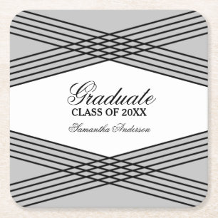 Elegant Deco Grey Graduation Coasters
