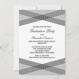 Elegant Deco Grey Graduation Party Invite