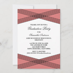 Élégant Déco Red Graduation Party Invitation