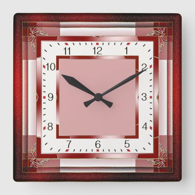 Elegant Deco Square Wall Clock (Front)