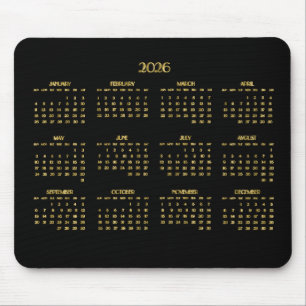 Elegant Deco Yearly Calendar 2026 Mouse Pad