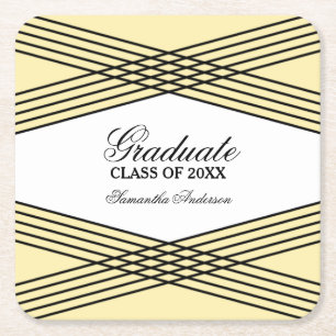 Elegant Deco Yellow Graduation Coasters