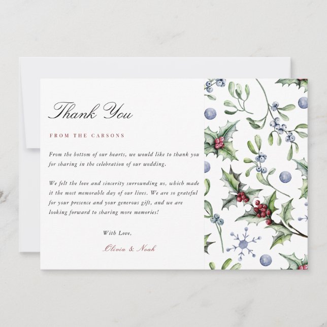 Élégant décor de Noël Carte de remerciements d'hiv (Devant)