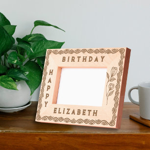 Elegant Decorated Birthday Border With a name  Etched Frames