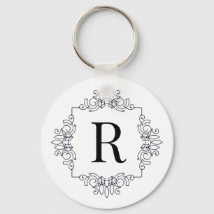 Elegant Decorated Black SF Monogrammed Keychain