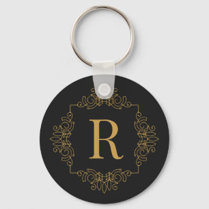 Elegant Decorated Golden SF Monogrammed Keychain