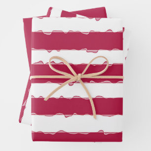 Elegant Decorative Christmas Red and White Stripes Wrapping Paper Sheet